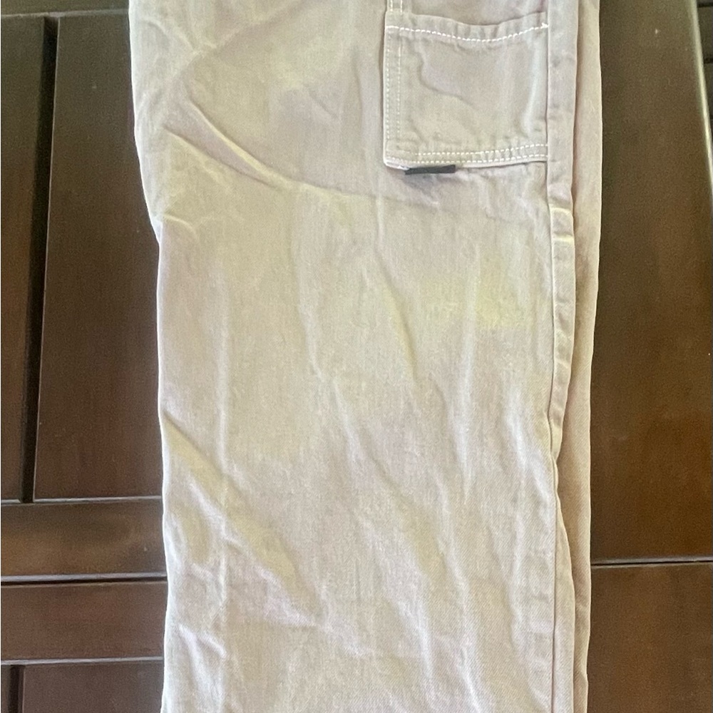 Tan Wide Leg Flare Jeans with Striking Design